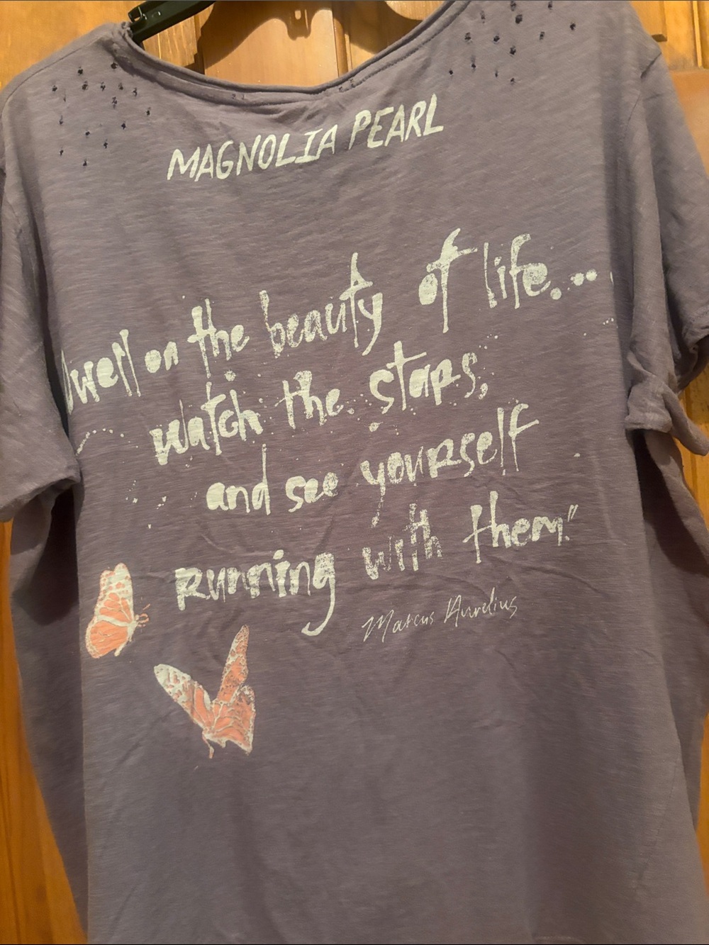 Magnolia Pearl Lavender-Purple Graphic Tee with Orange Butterfly Accents - Picture 4 of 6